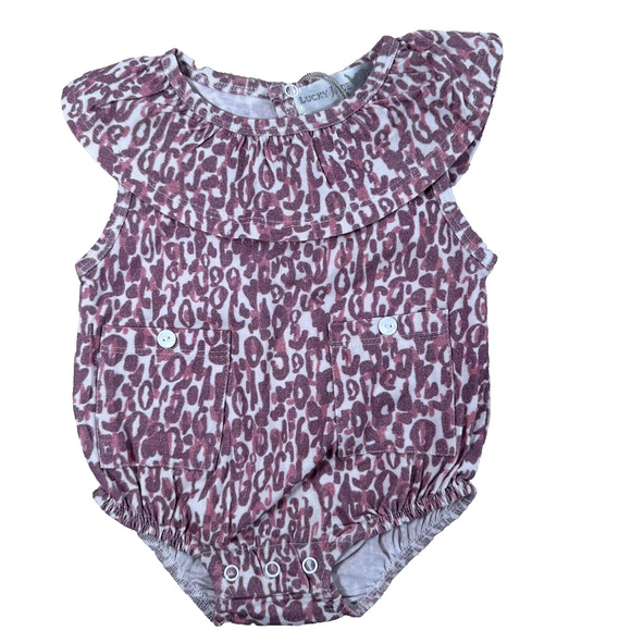 Lucky Jade One Piece Outfit Girls 3/6 Months Pink/Purple Sleeveless Collar Snap - Picture 1 of 8